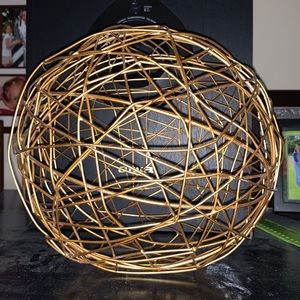 10” brass color geometric decorative wire ball minimalist mod mid century decor